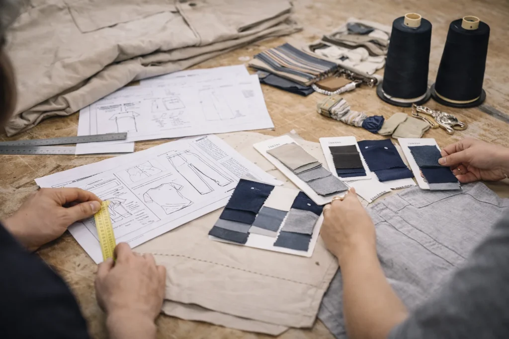 Sample development, pattern making, and fabric sourcing services provided by an OEM apparel manufacturer
