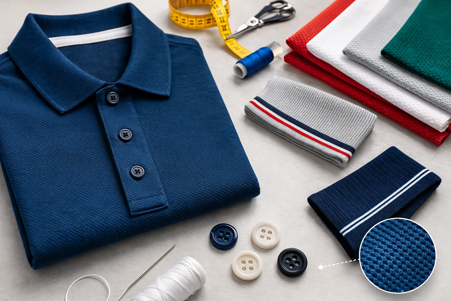 Polo shirt manufacturing production line assembling polo shirts